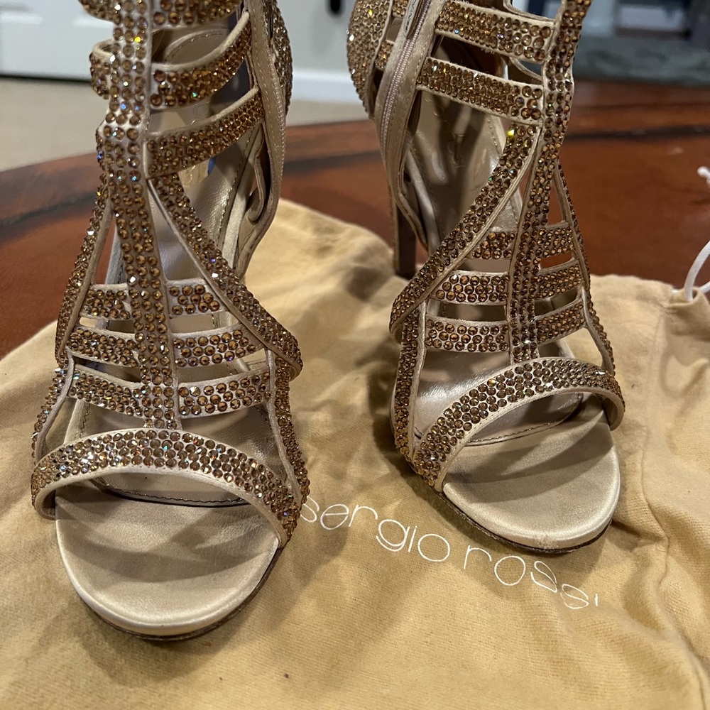 Sergio Rossi Gold Strappy Heels